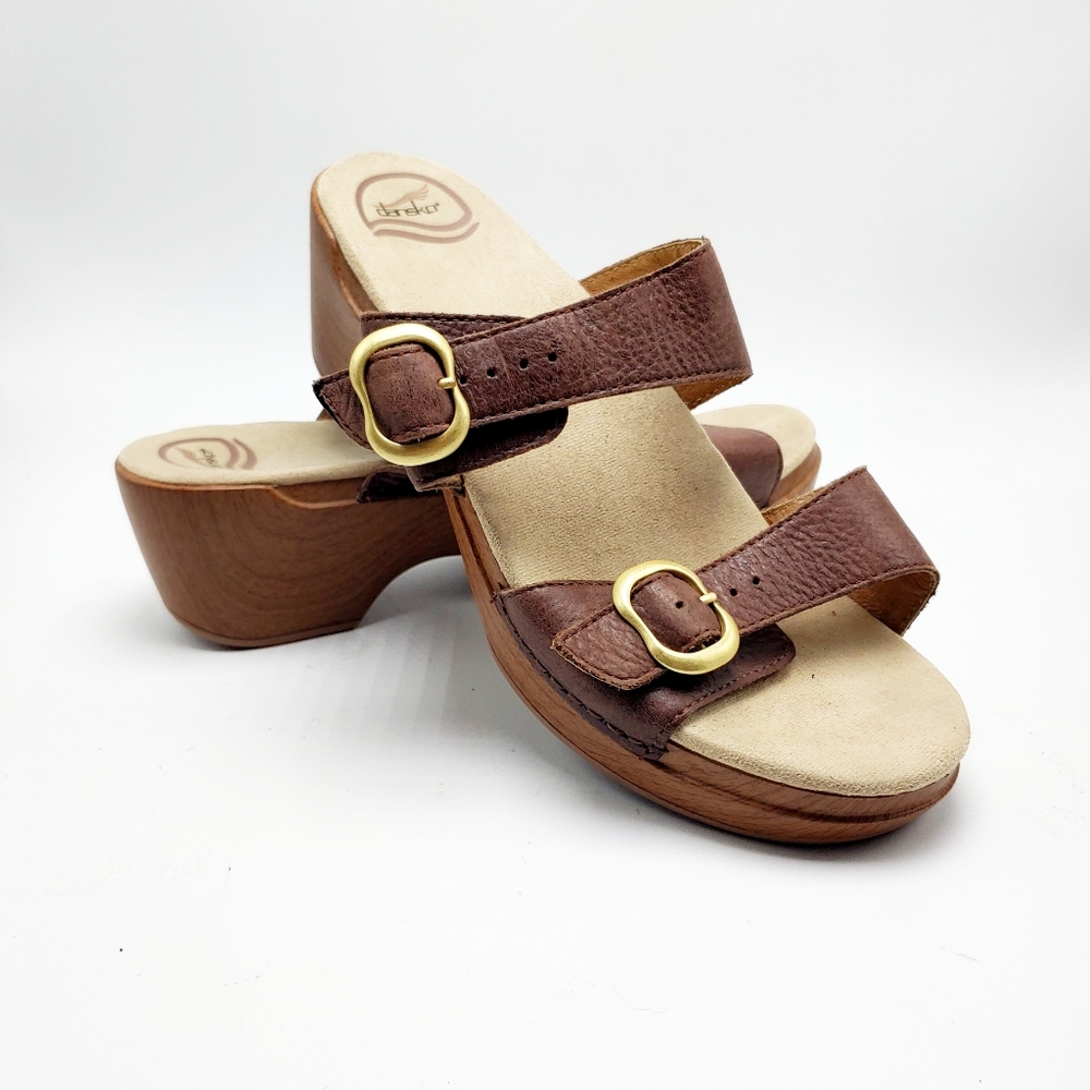 DANSKO Womens Sophie Brown Double Strap Sandals 41